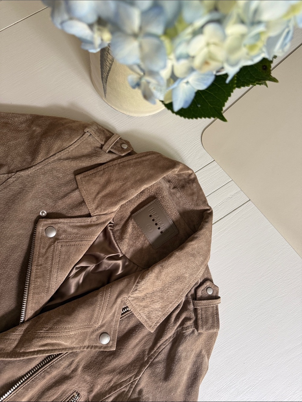 Blank NYC Taupe Suede Moto-Style Jacket